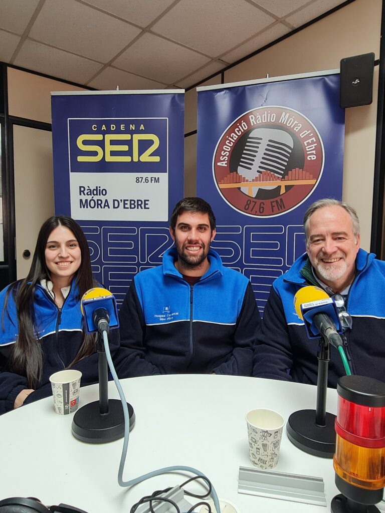 Maria Gironés, Emilio Arranz i Eduardo Ruiz, del PADES de l'Hospital Comarcal de Móra d'Ebre